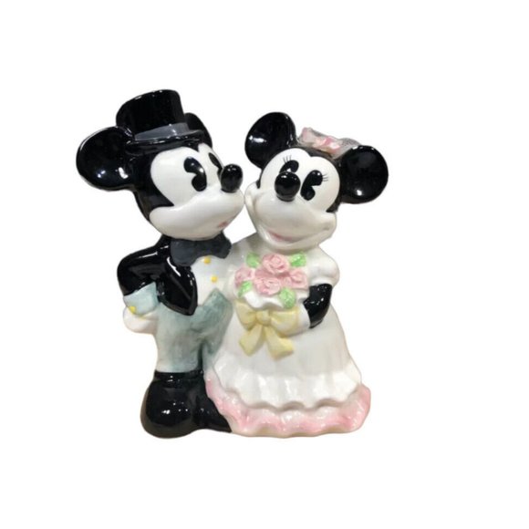 Disney Other - Disney Mickey Minnie Mouse Ceramic Figurine Bride & Groom Cake Top Hat Veil